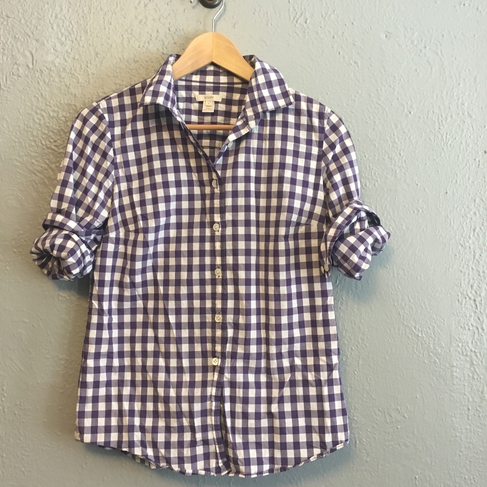 J.Crew Women's Plaid Gingham Button Up Shirt